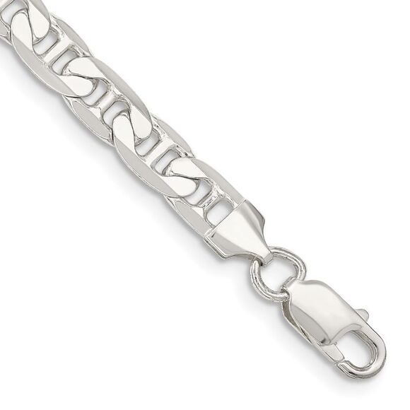 Kazi Luxury Sterling Silver 7mm Flat Anchor Chain